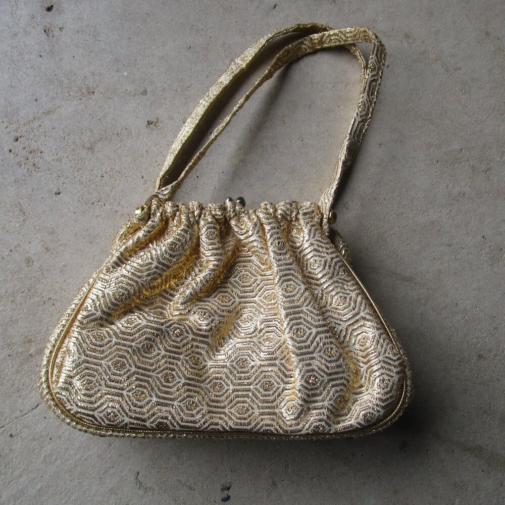 Vintage  MCM 60's JR Florida Gold Handbag EUC